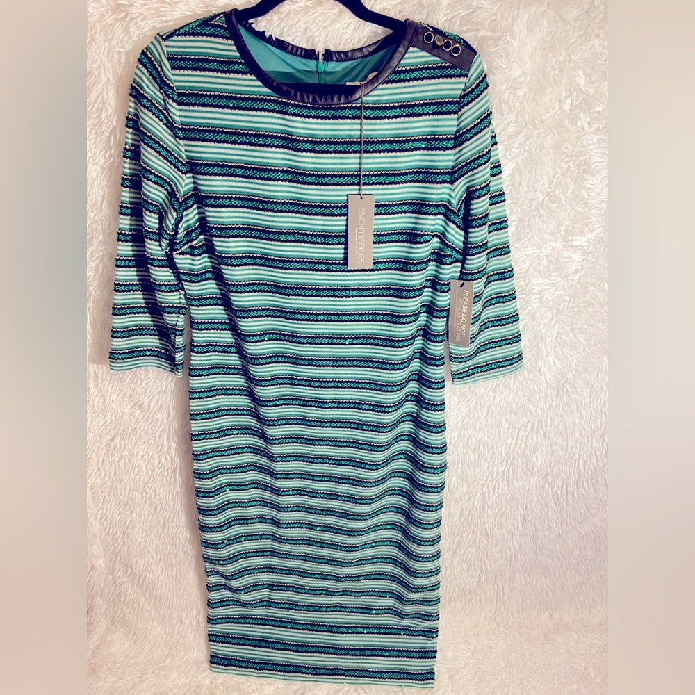 EVA MENDES for New York & Company Stripped Midi Dress